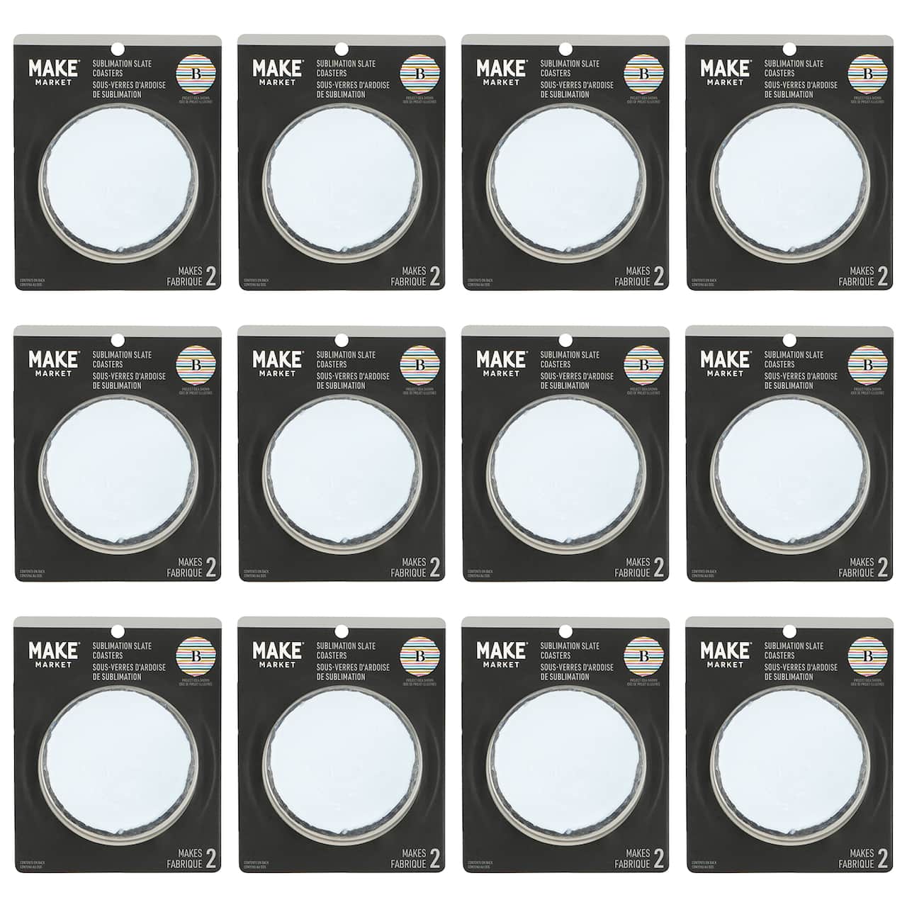12 Packs: 2 ct. (24 total) Round Slate Sublimation Coasters by Make Market®